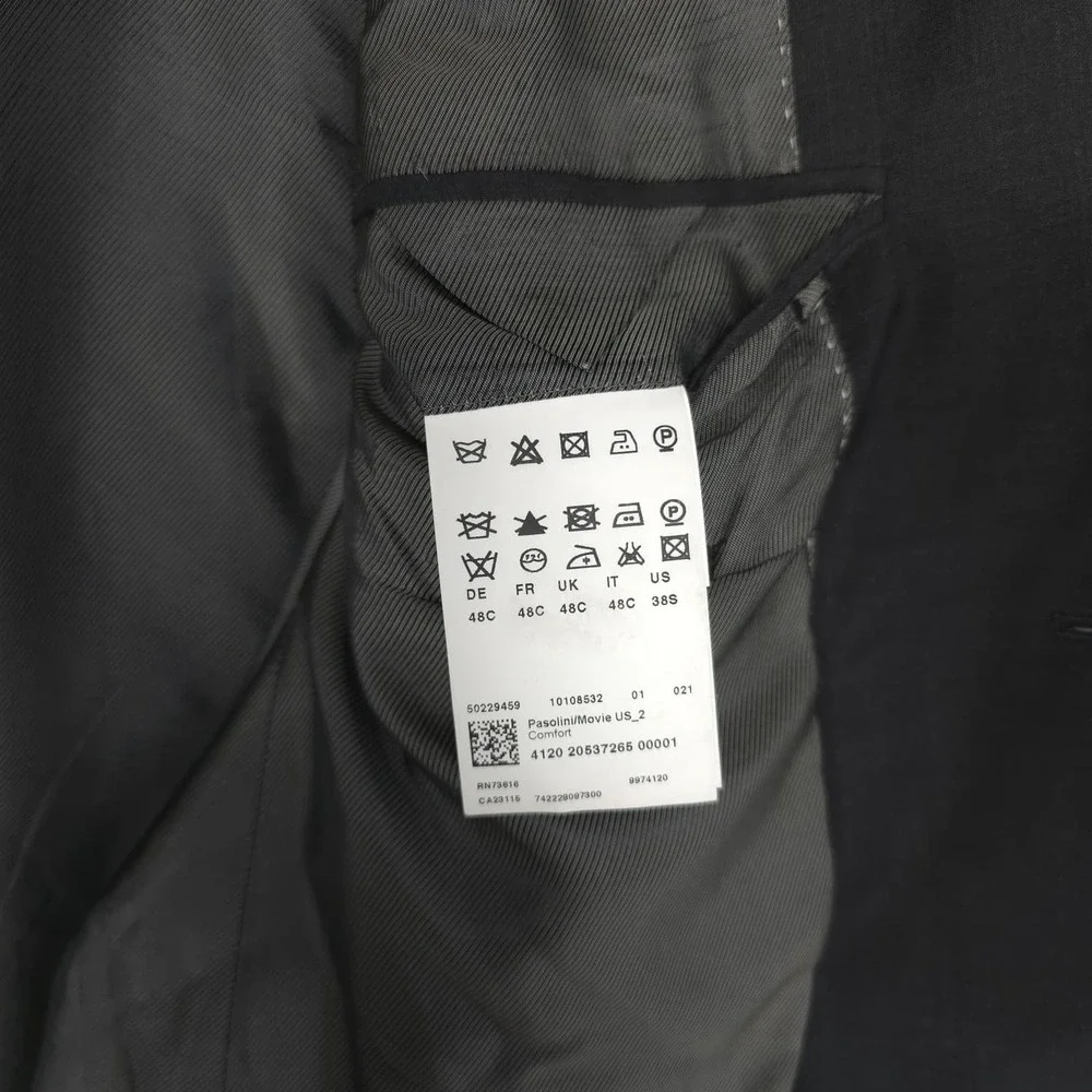 HUGO BOSS Mens Sport Coat Blazer 38S 100% Virgin Wool Business Charcoal Gray